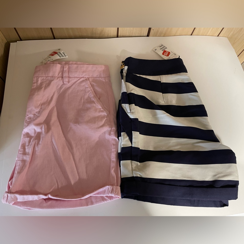 H&M Lot of 2 Chic Nautical Shorts - Pink and Striped Navy 6